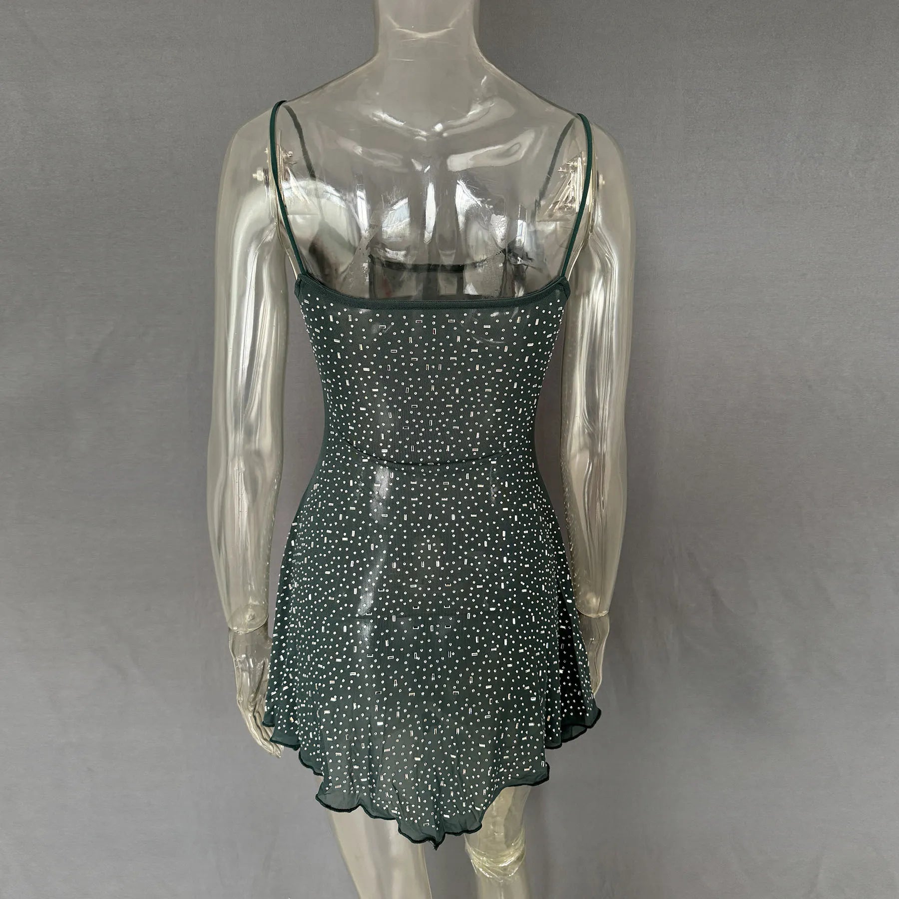 Image of Rhinestone Decor Mini Cami Dress | Queeble.shop