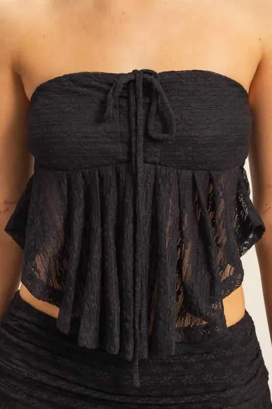 Image of HYFVE Lace Bustier Flowy Tube Top | Queeble.shop