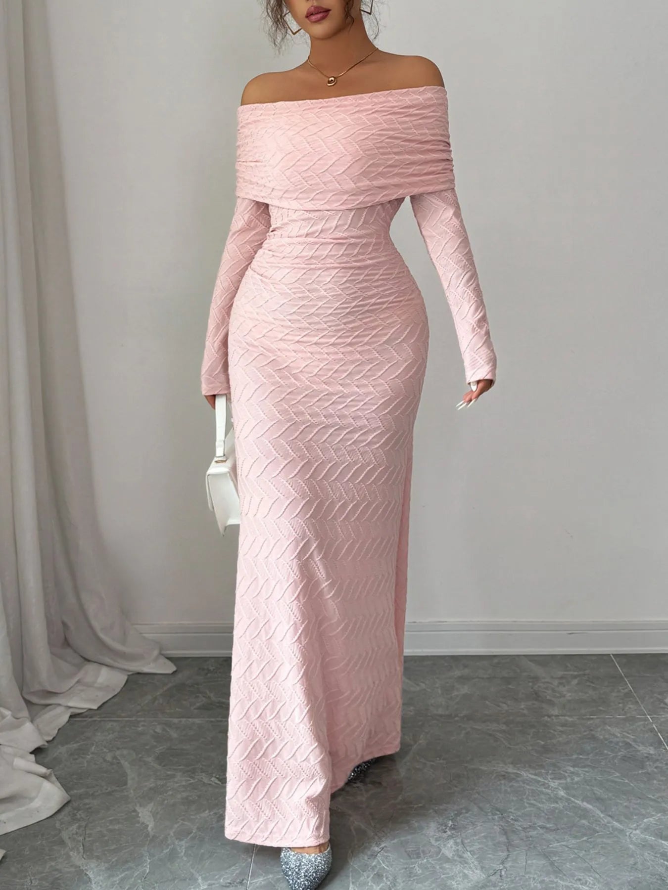 Image of Off Shoulder Mermaid Maxi Dress | Queeble.shop