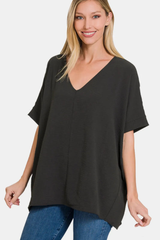 Image of Zenana Full Size V-Neck Short Sleeve Top | Queeble.shop