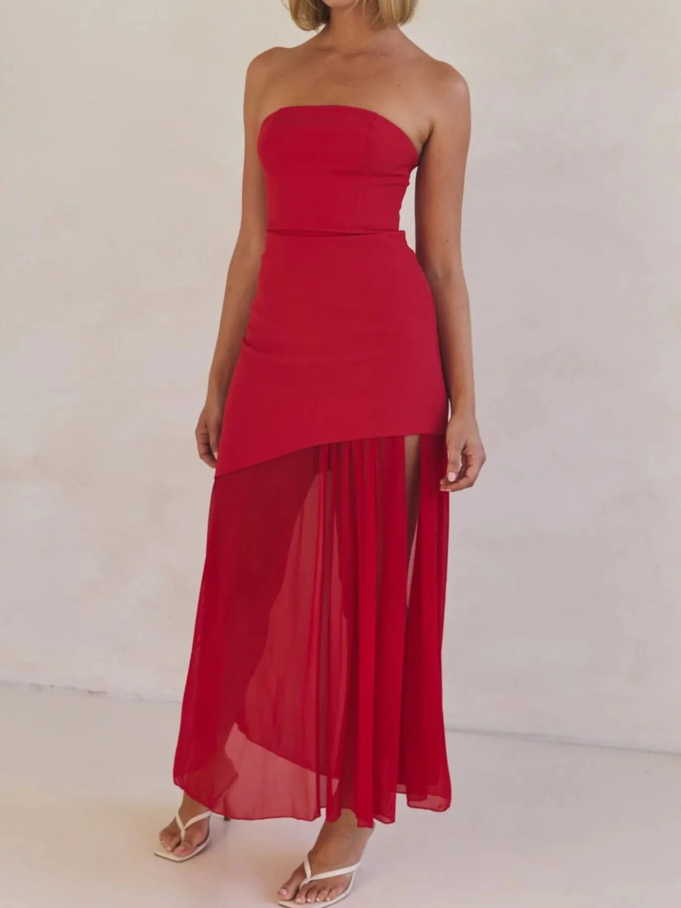 Image of Layered Slit Tube Maxi Dress | Queeble.shop