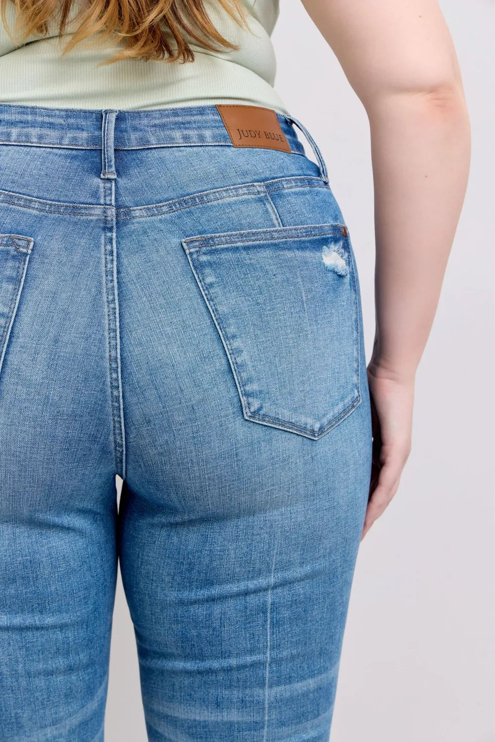 Image of Judy Blue HW Tummy Control Vintage Wash Side Slit Slim Boot Jeans | Queeble.shop