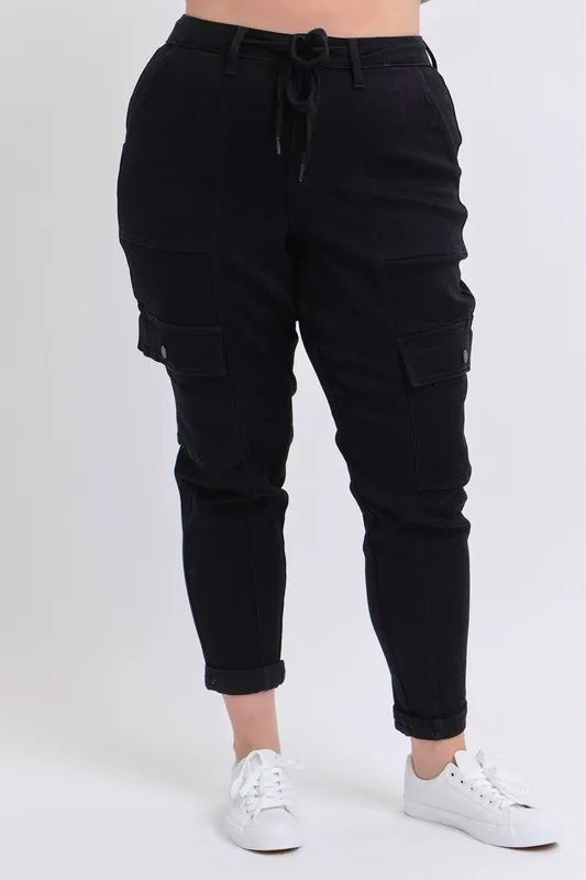 Image of Judy Blue Full Size High Waist Cargo Cuffed Jogger Plus Size | Queeble.shop