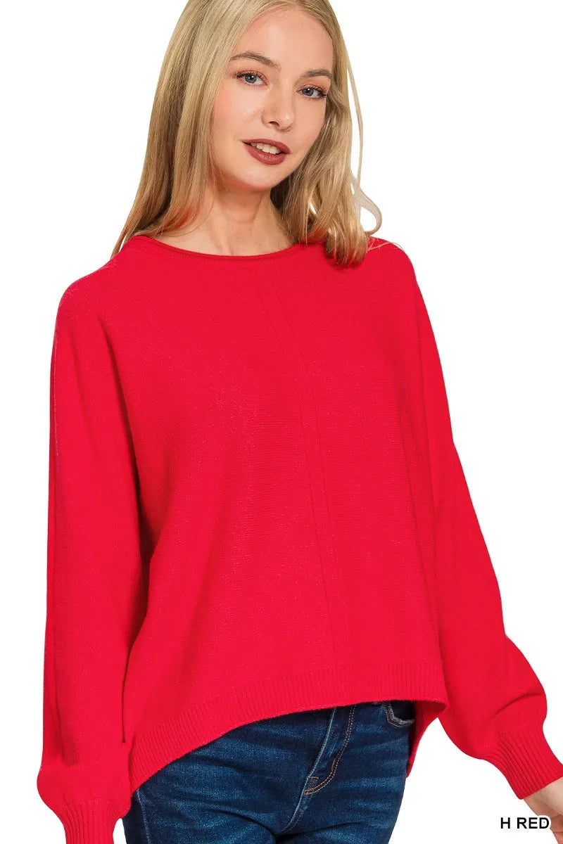 Image of Zenana Viscose Front Seam Round-Neck Sweater | Queeble.shop