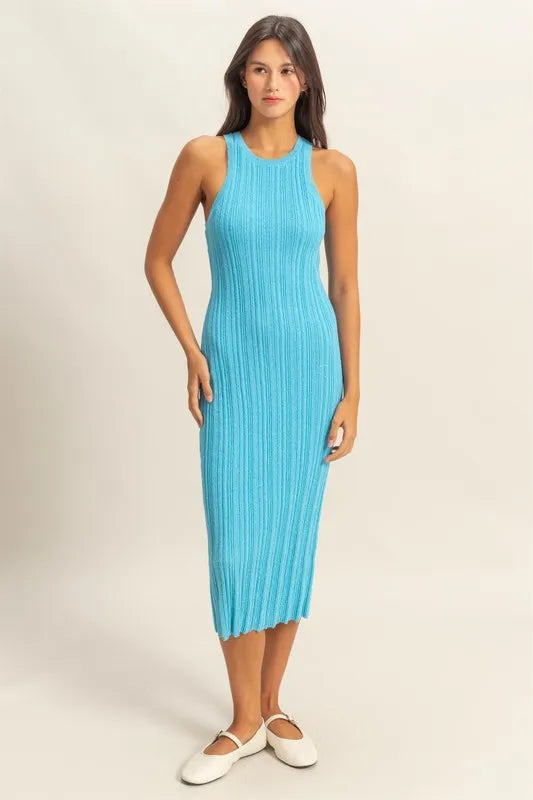 Image of HYFVE Round Neck Bodycon Ribbed Knit Dress | Queeble.shop