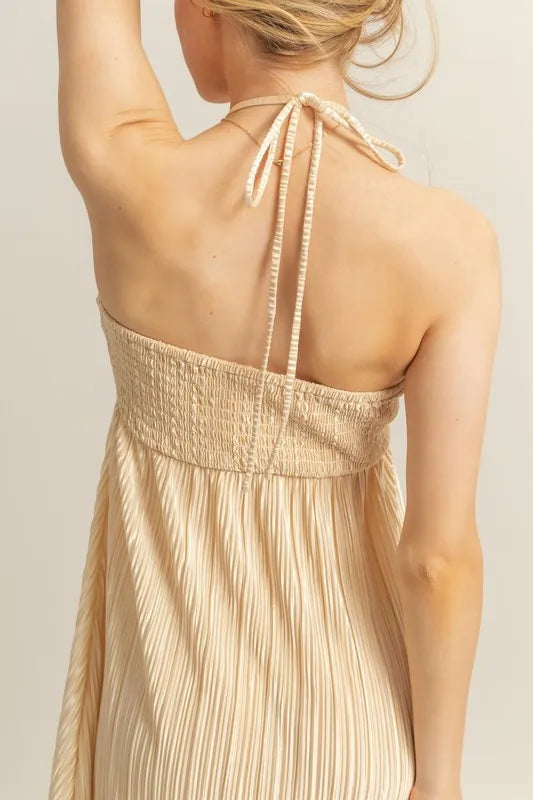 Image of HYFVE Knotted Detail Halter Neck Flowy Maxi Dress | Queeble.shop