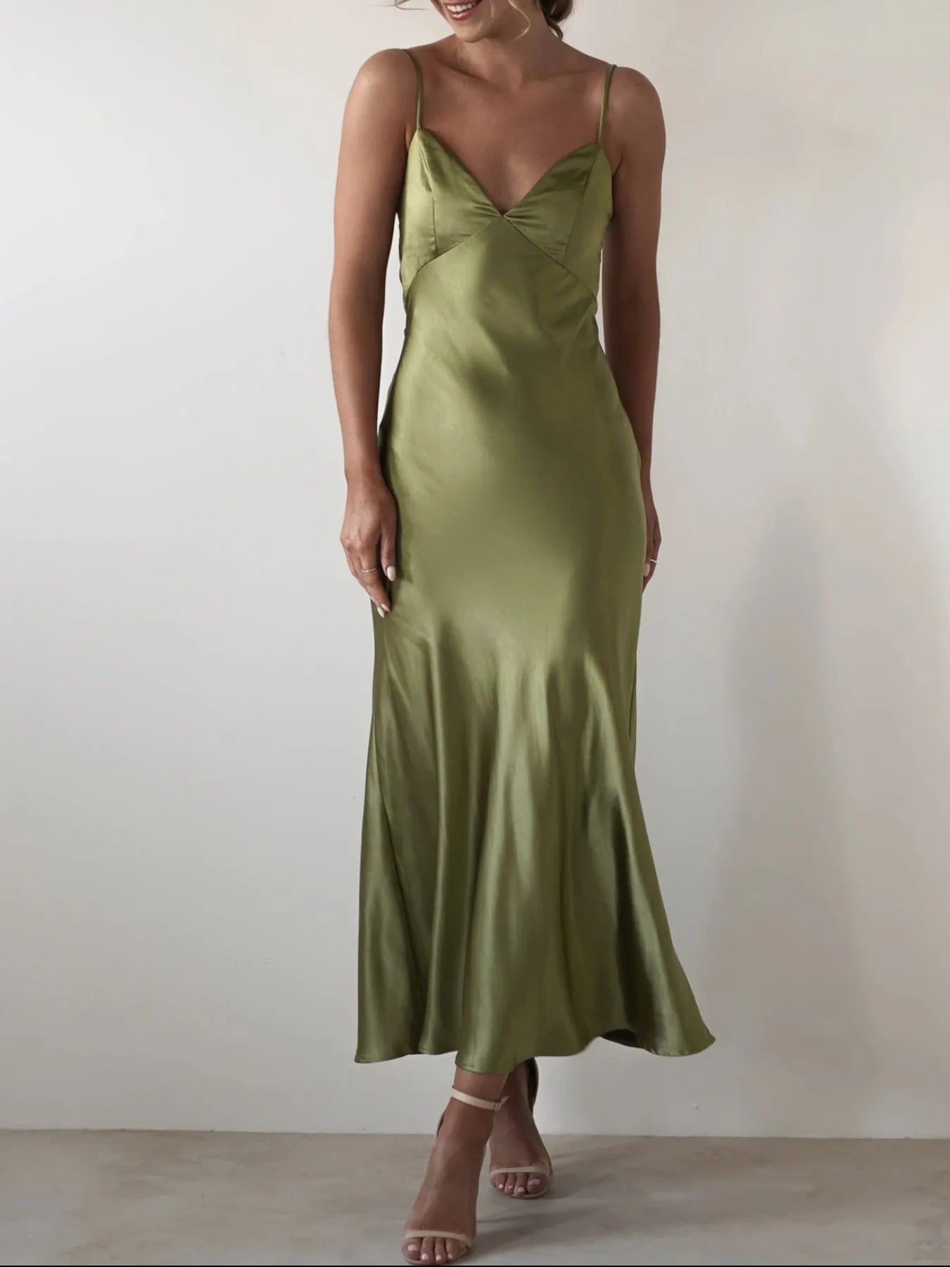 Image of Satin Backless Cami Dress | Queeble.shop