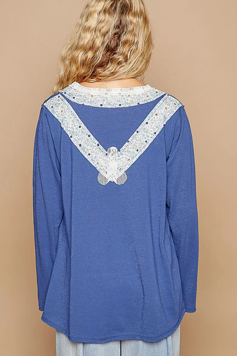 Image of POL Lace Flower Patch Long Sleeve T-Shirt | Queeble.shop