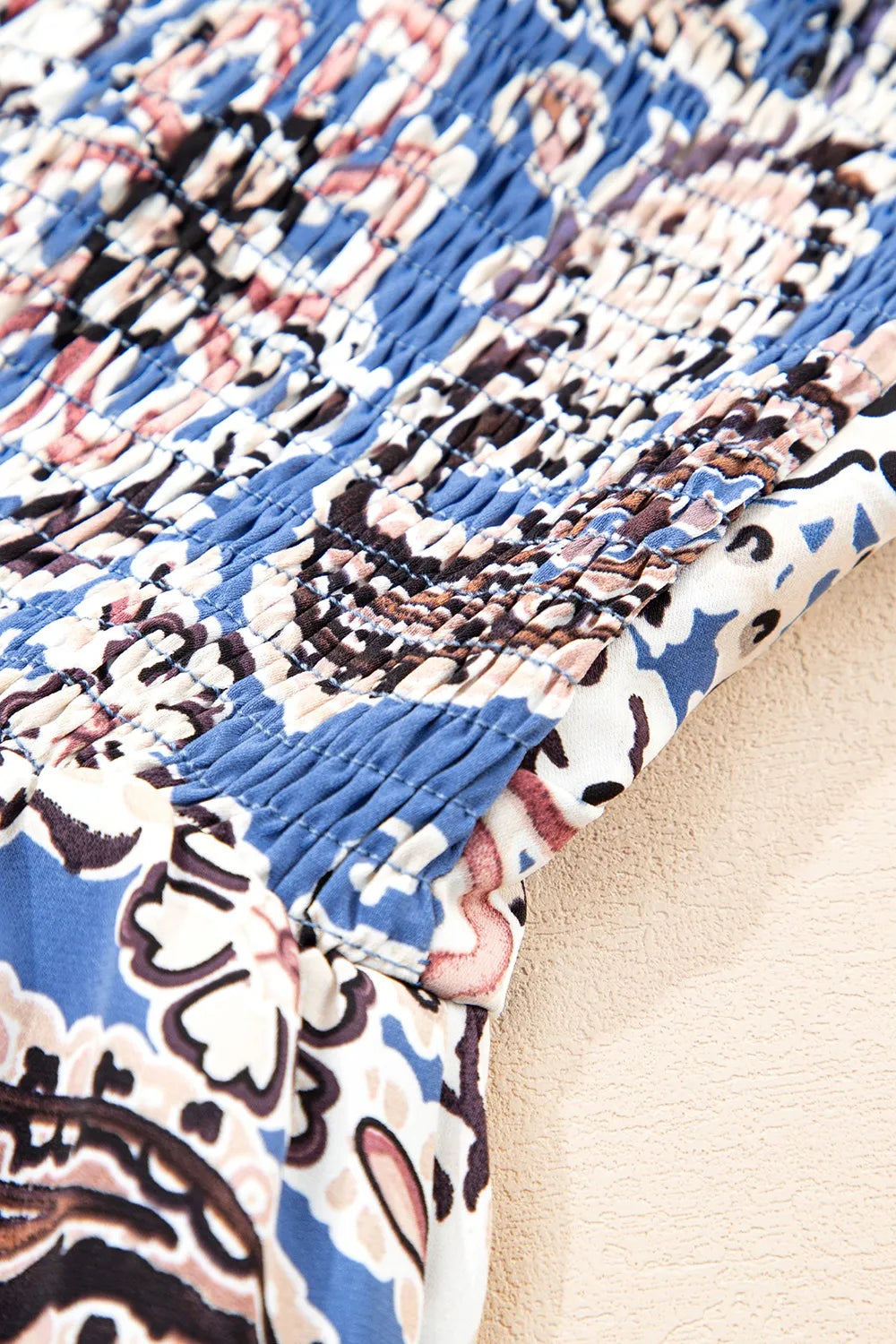 Image of Paisley Print Twist Detail Smocked Back Spaghetti Straps Dress | Queeble.shop