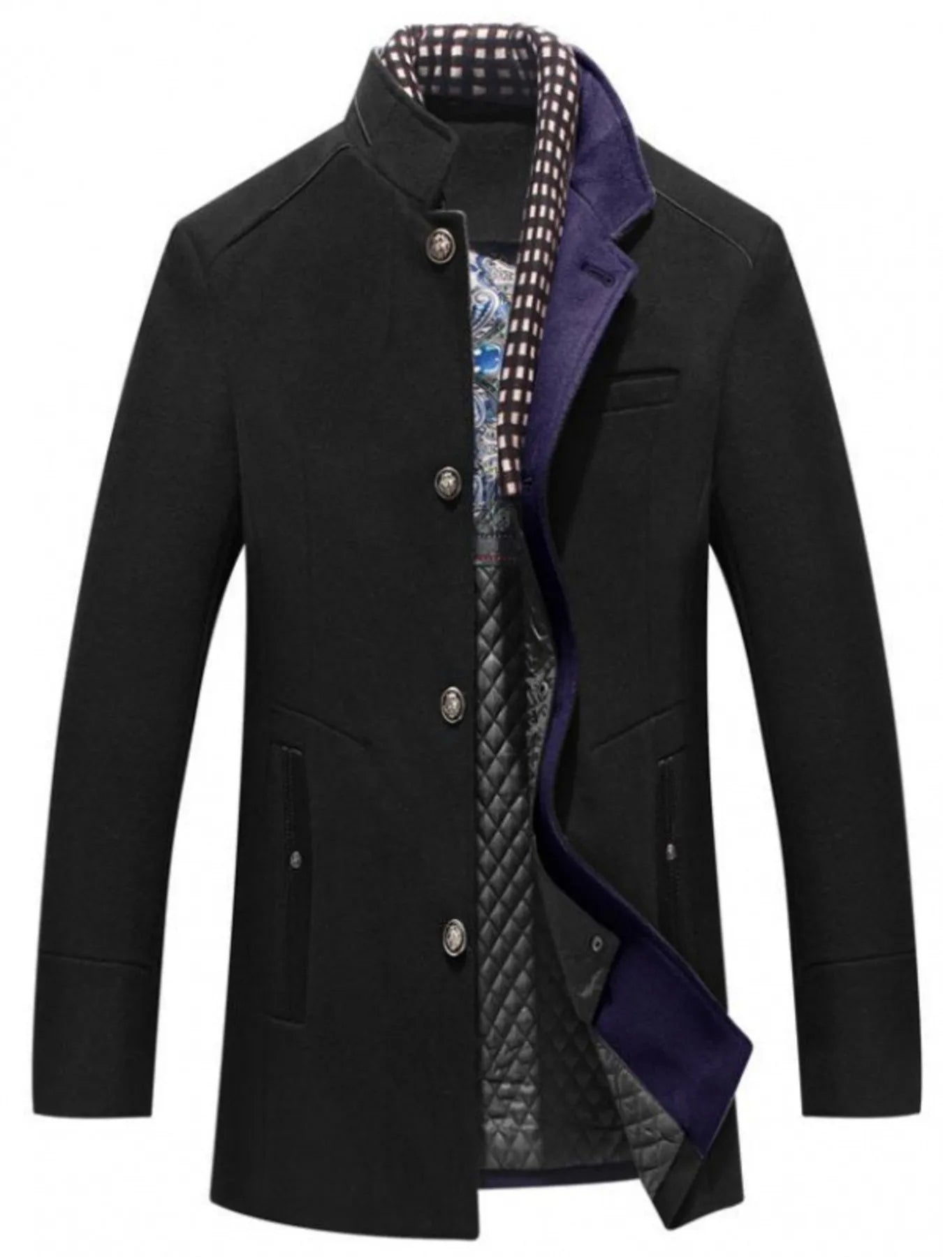 Image of Men's Plus Size Quilted Inner Long Sleeve Coat | Queeble.shop