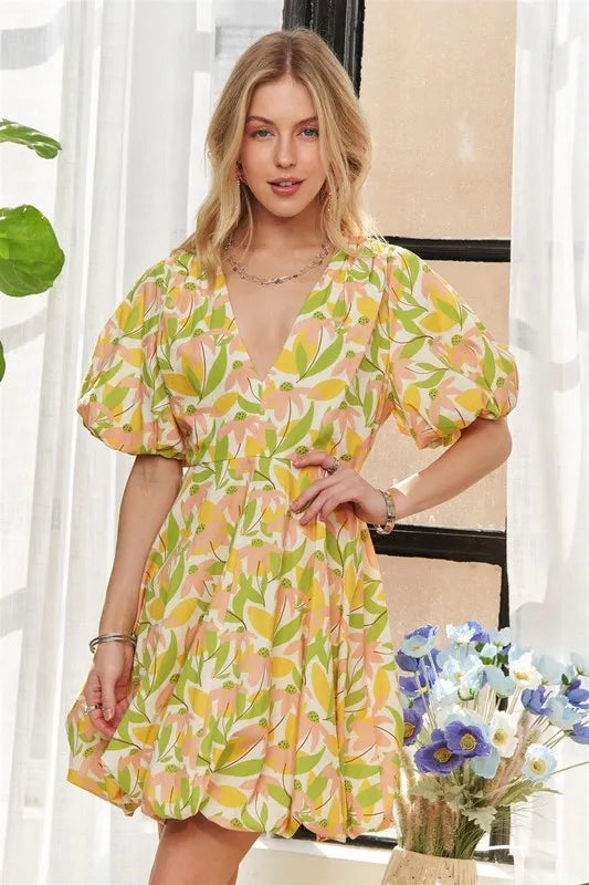 Image of ADORA Puff Sleeve Floral Dress | Queeble.shop