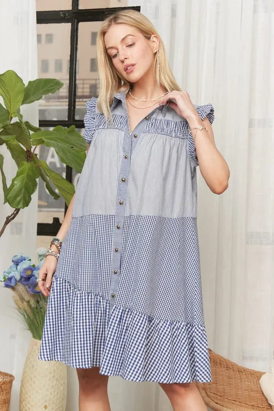 Image of ADORA Button Down Textured Babydoll Dress | Queeble.shop
