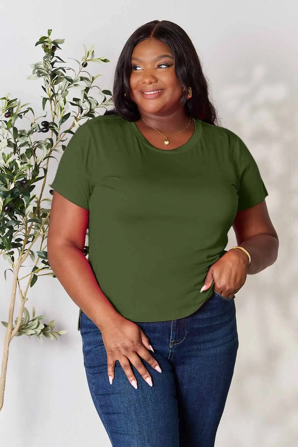 Image of Basic Bae Full Size Round Neck Short Sleeve T-Shirt | Queeble.shop