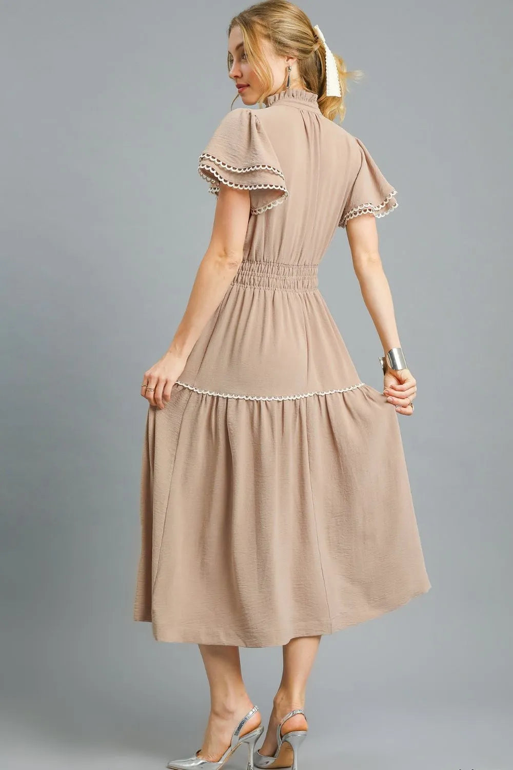 Image of Umgee Tiered Flutter Sleeve Midi Dress | Queeble.shop
