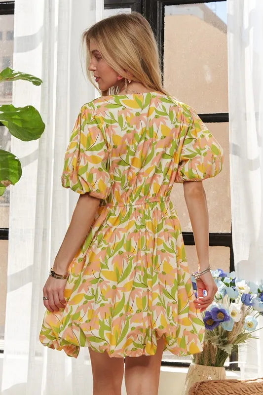 Image of ADORA Puff Sleeve Floral Dress | Queeble.shop