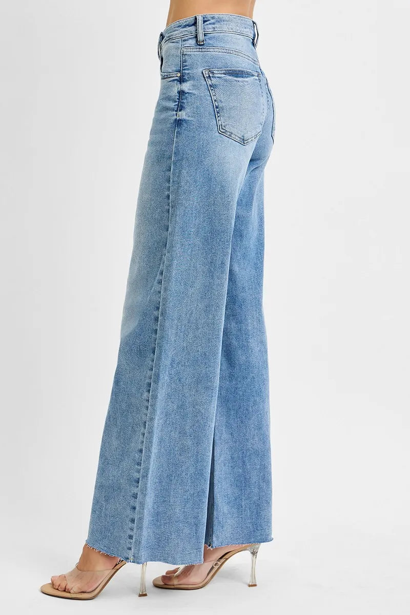 Image of RISEN Full Size Tummy Control High Rise Ankle Palazzo Jeans Plus Size | Queeble.shop