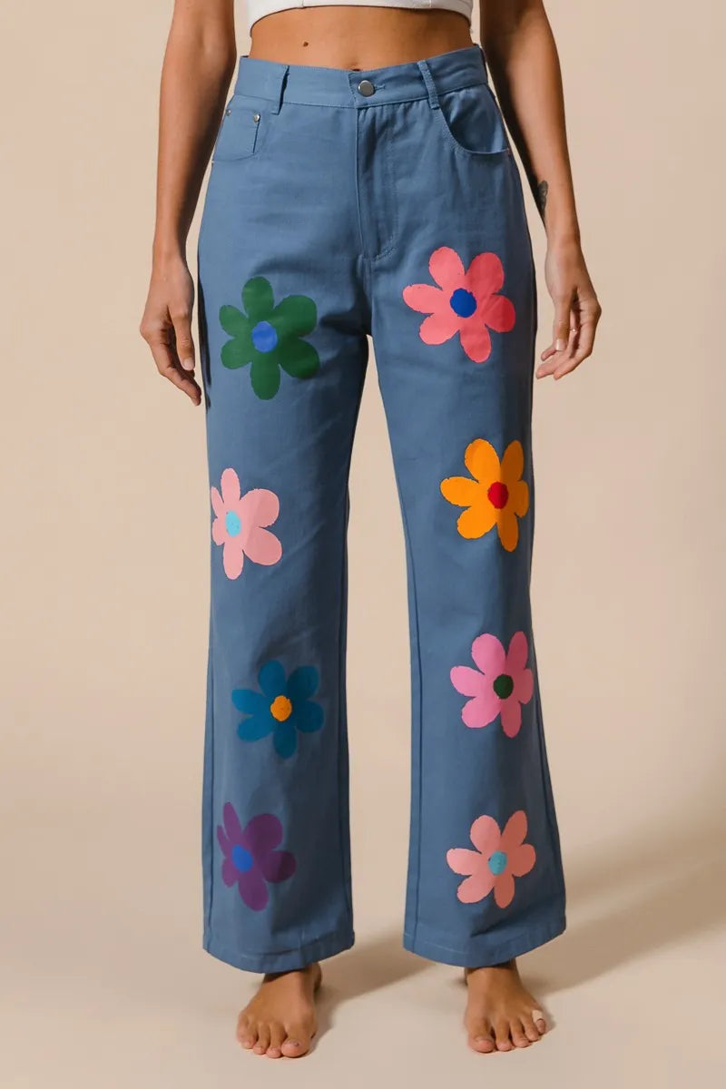 Image of BiBi Flower Print Straight Legs Pants | Queeble.shop