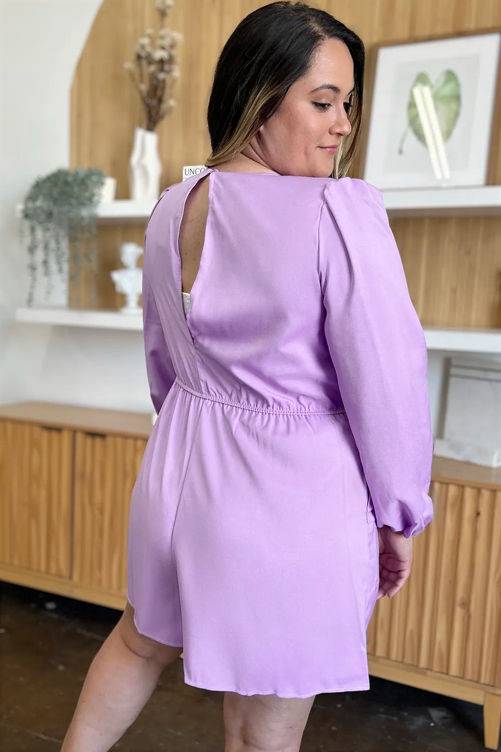 Image of Double Take Full Size Drawstring Long Sleeve Romper | Queeble.shop