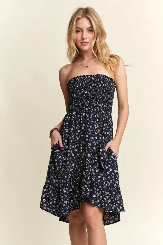 Image of ADORA Smocked Floral Tube Dress with Pockets | Queeble.shop