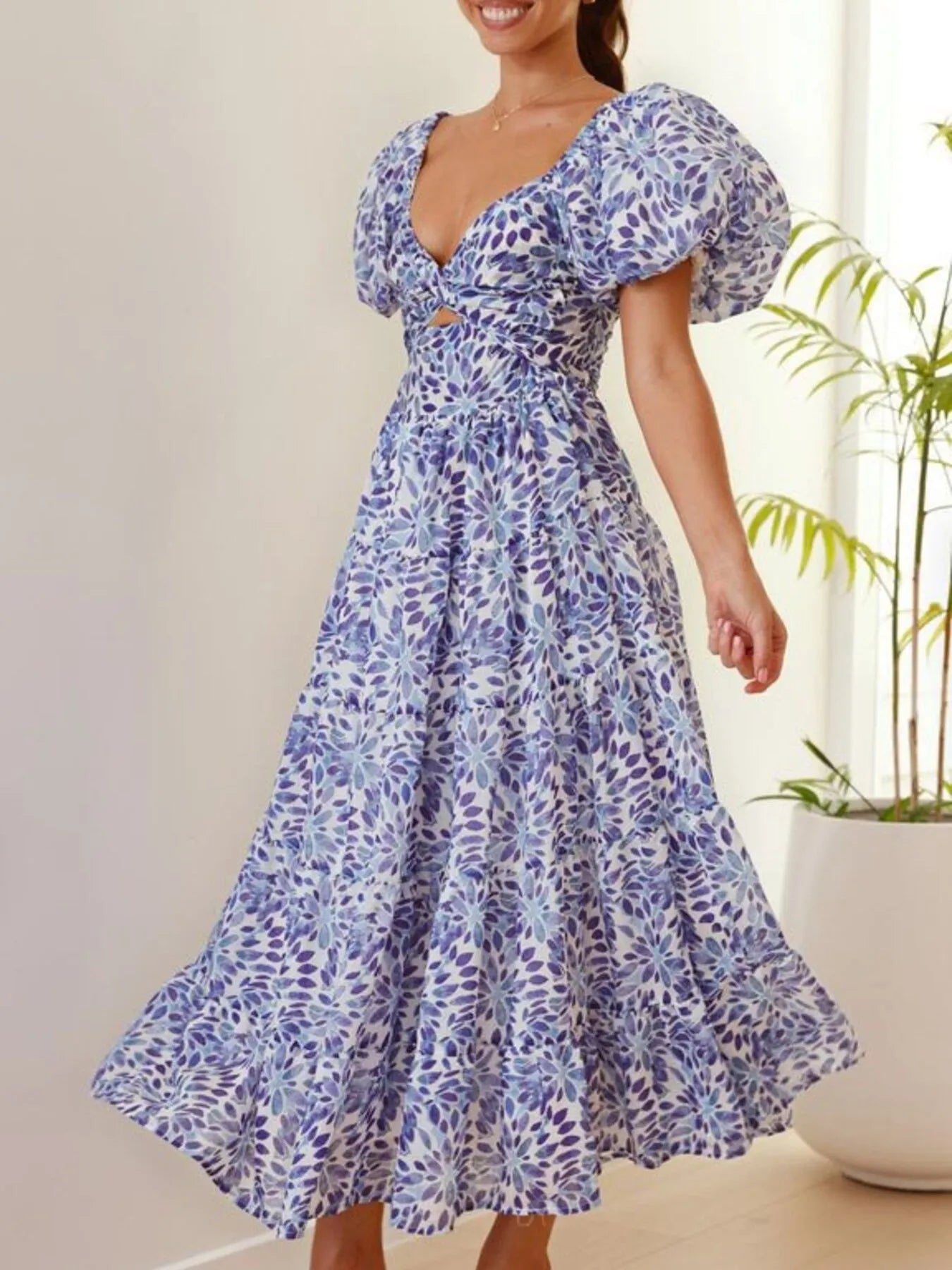 Image of Off-Shoulder Floral Tiered Dress with Ruffle Details | Queeble.shop