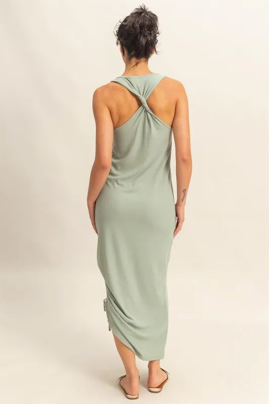Image of HYFVE Scoop Neck Side Tie Detail Midi Dress | Queeble.shop
