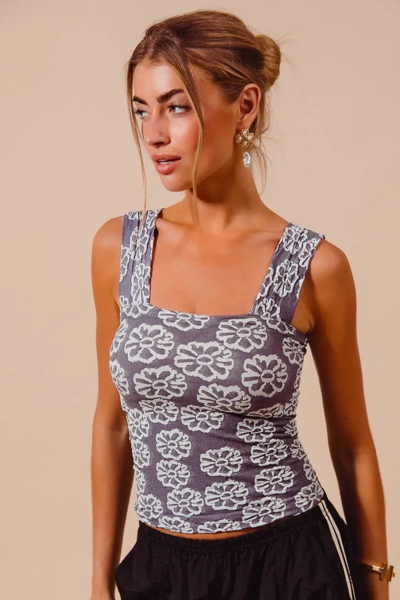 Image of SO ME Two Tone Floral Seamless Tank Top | Queeble.shop