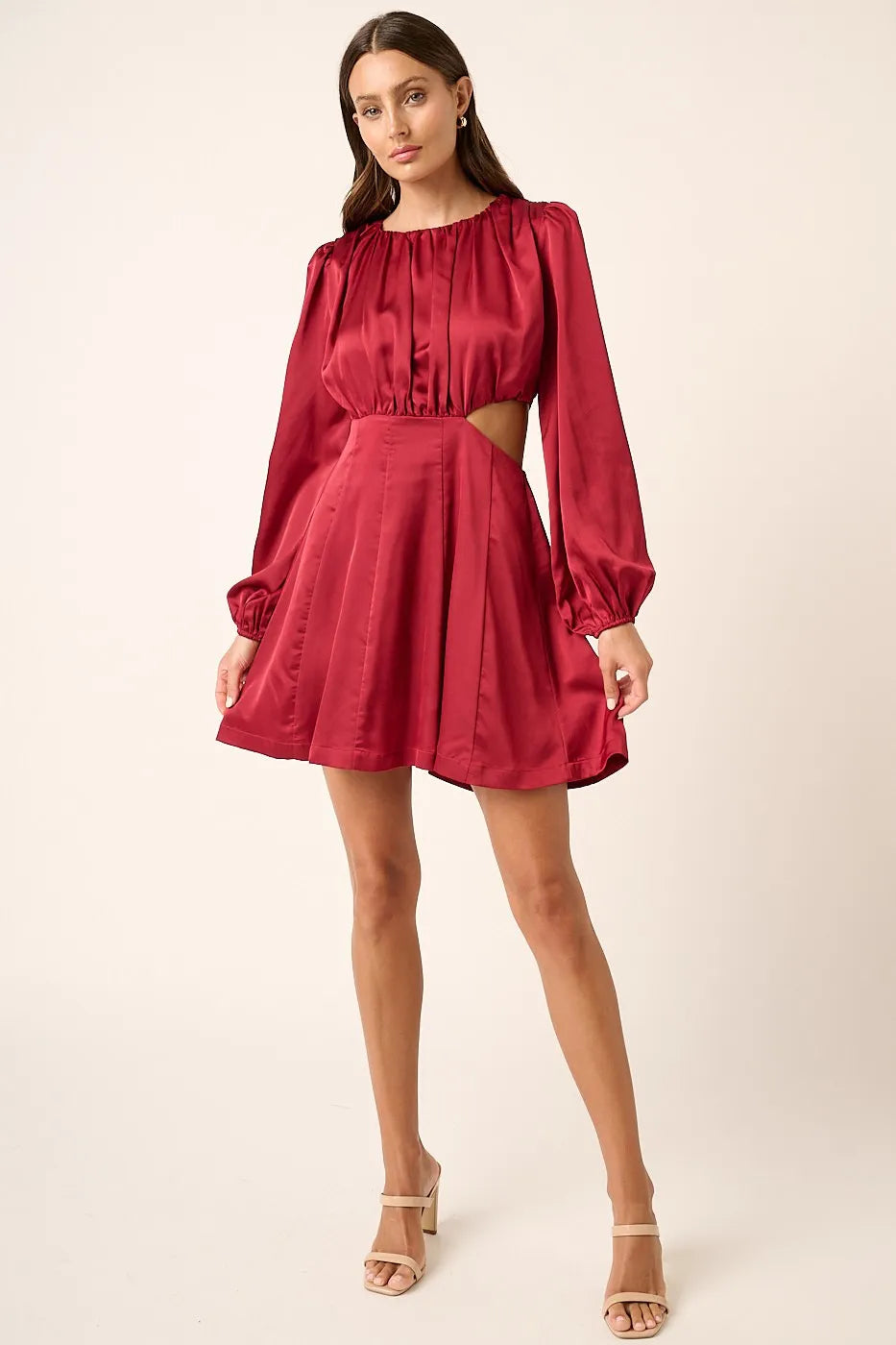 Image of Mittoshop Satin Side Cutout Detail Mini Dress | Queeble.shop