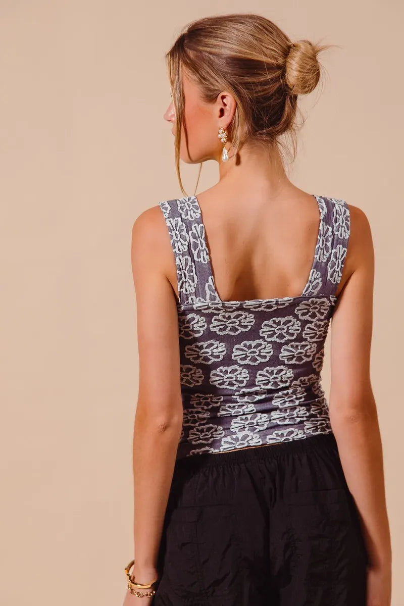 Image of SO ME Two Tone Floral Seamless Tank Top | Queeble.shop