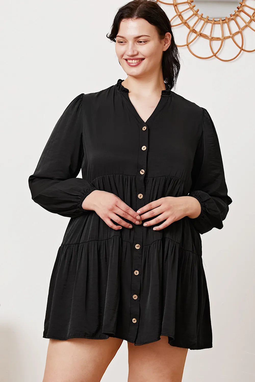 Image of Ruffled Button Up Long Sleeve Tiered Shirt | Queeble.shop