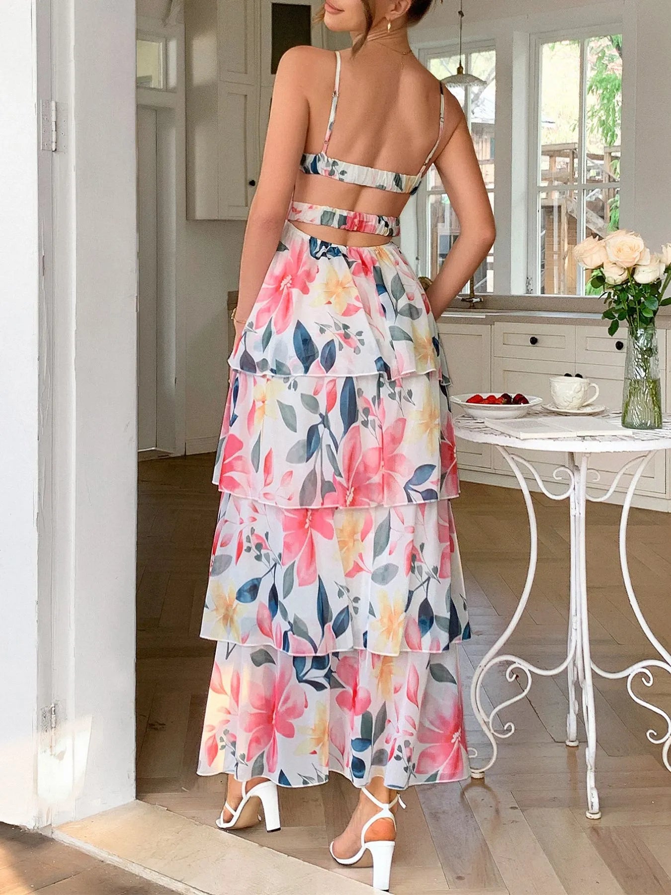 Image of Floral Print Layered Maxi Cami Dress | Queeble.shop