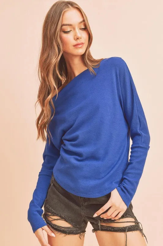 Image of Aemi + Co One Shoulder Long Sleeve Knit Top | Queeble.shop