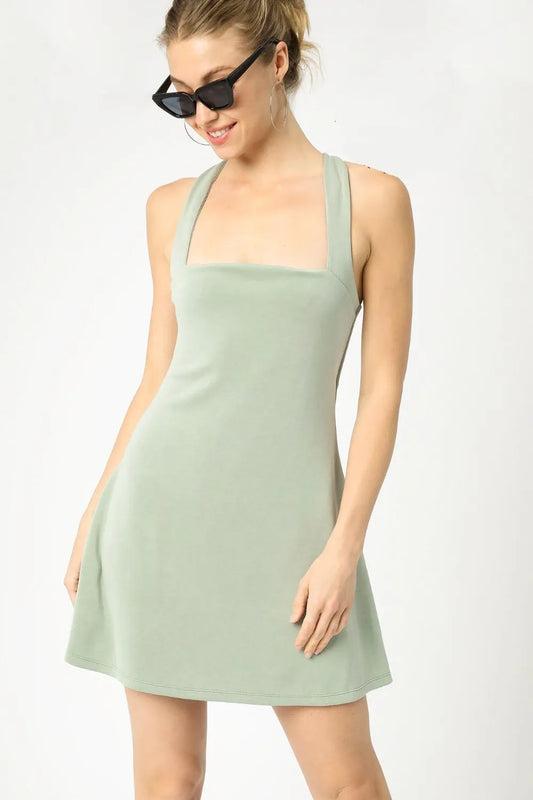 Image of Umgee Crisscross Square Neck Active Dress | Queeble.shop