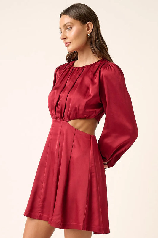 Image of Mittoshop Satin Side Cutout Detail Mini Dress | Queeble.shop