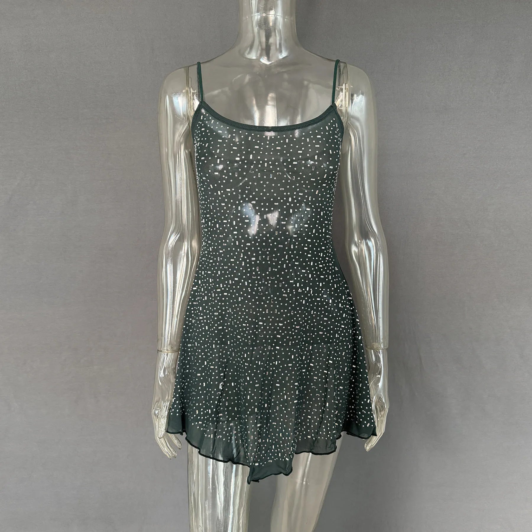 Image of Rhinestone Decor Mini Cami Dress | Queeble.shop