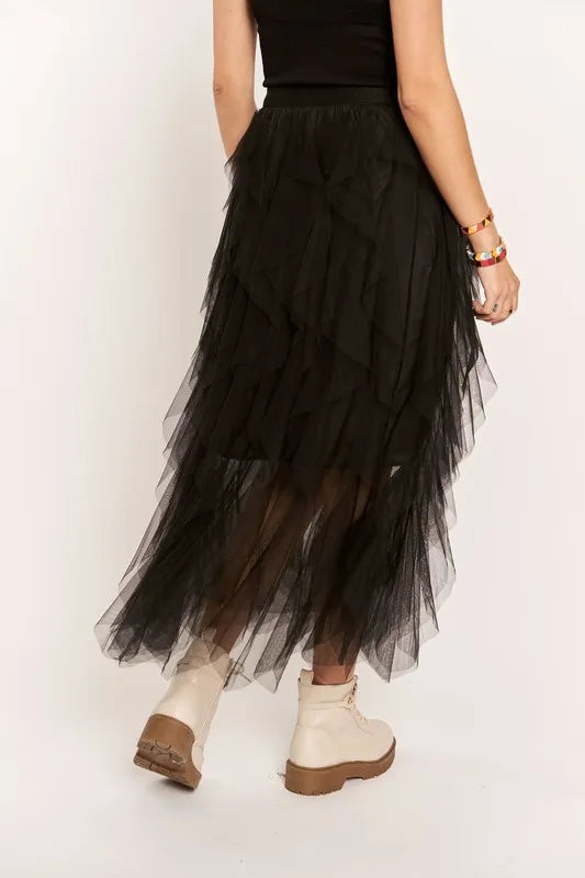 Image of ADORA Ruffled Elastic Waist Midi Skirt | Queeble.shop