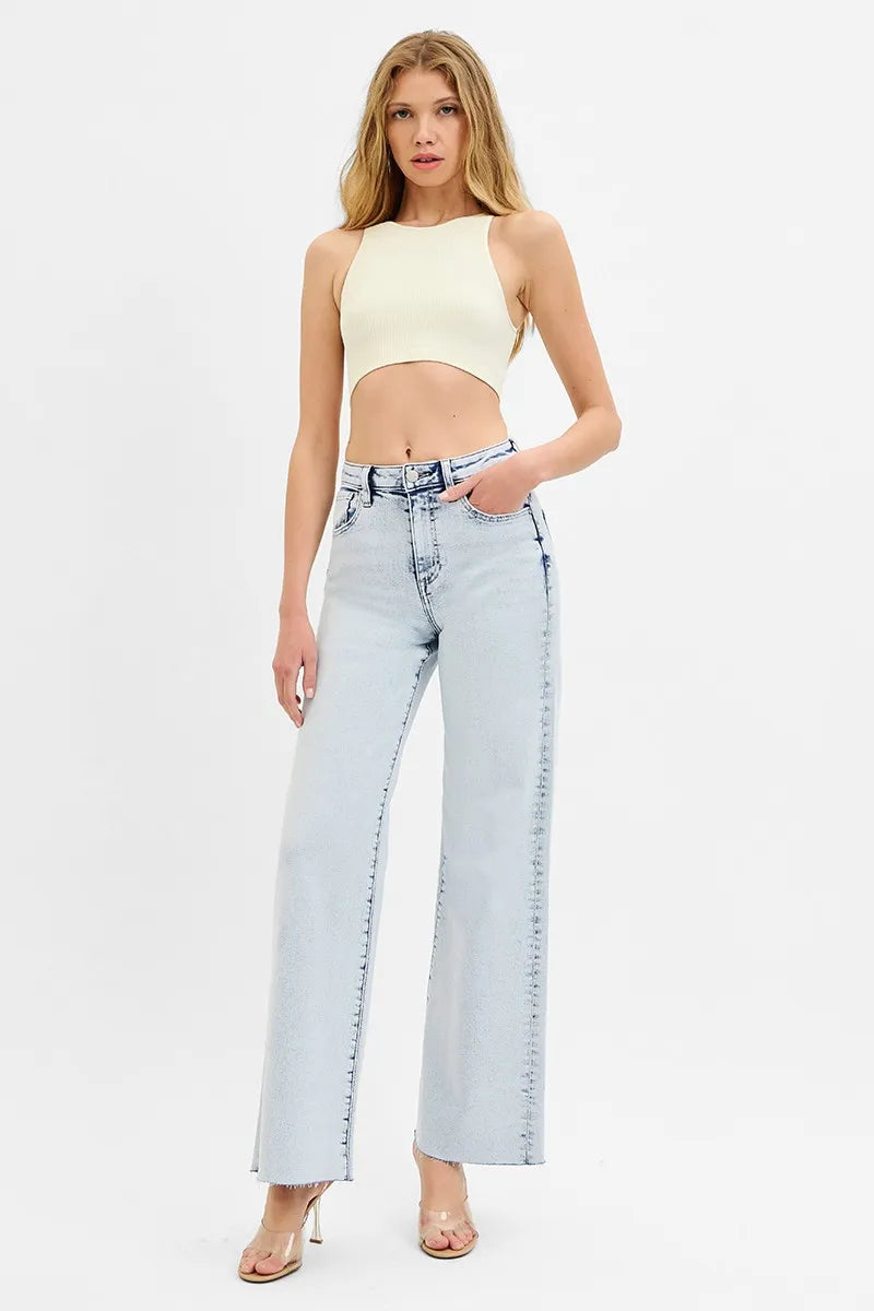 Image of RISEN Full Size High Rise Wide Leg Jeans Plus Size | Queeble.shop