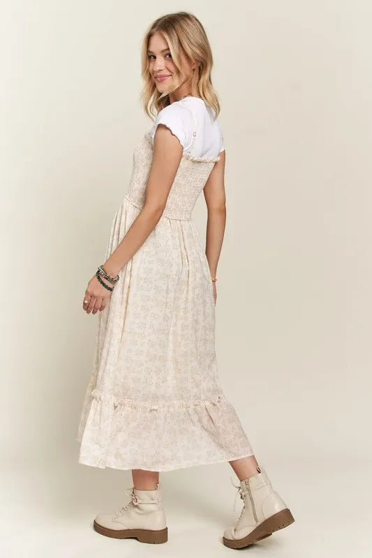 Image of ADORA Smocked Floral Ruffled Hem Cami Dress | Queeble.shop