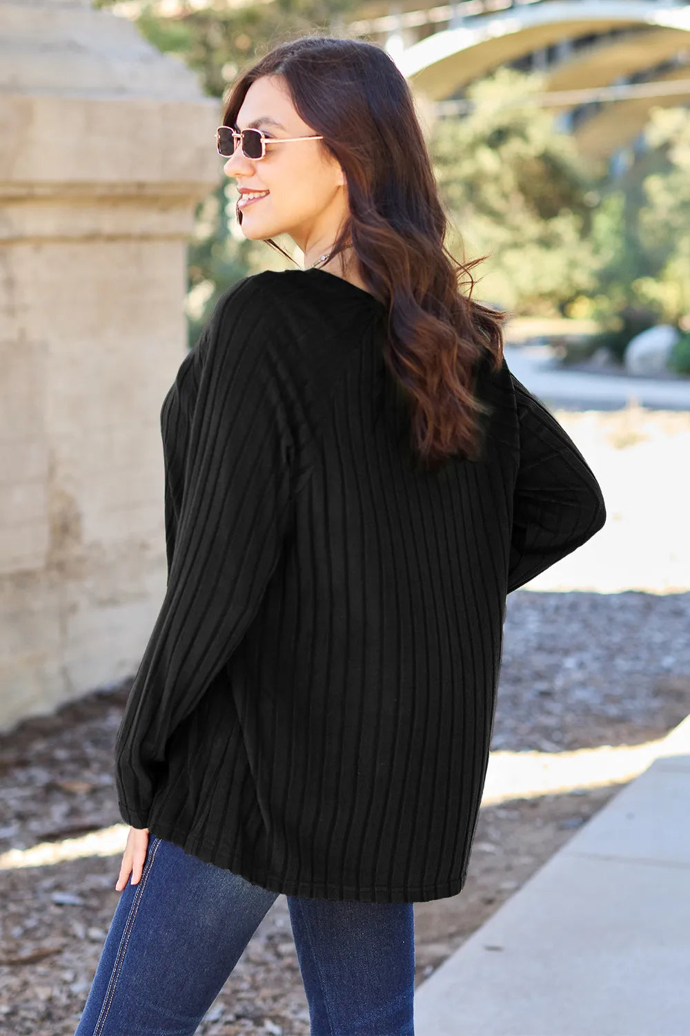 Image of Basic Bae Full Size Ribbed Round Neck Long Sleeve Knit Top | Queeble.shop