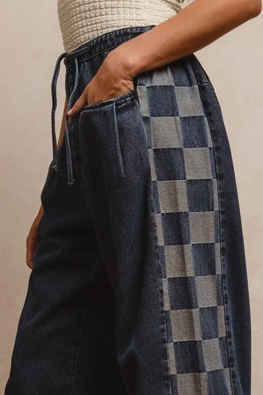 Image of BiBi Washed Denim Mix And Match Long Pants | Queeble.shop