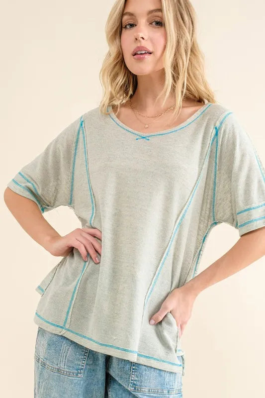 Image of And The Why Reversed Stitch Basic T Shirt | Queeble.shop