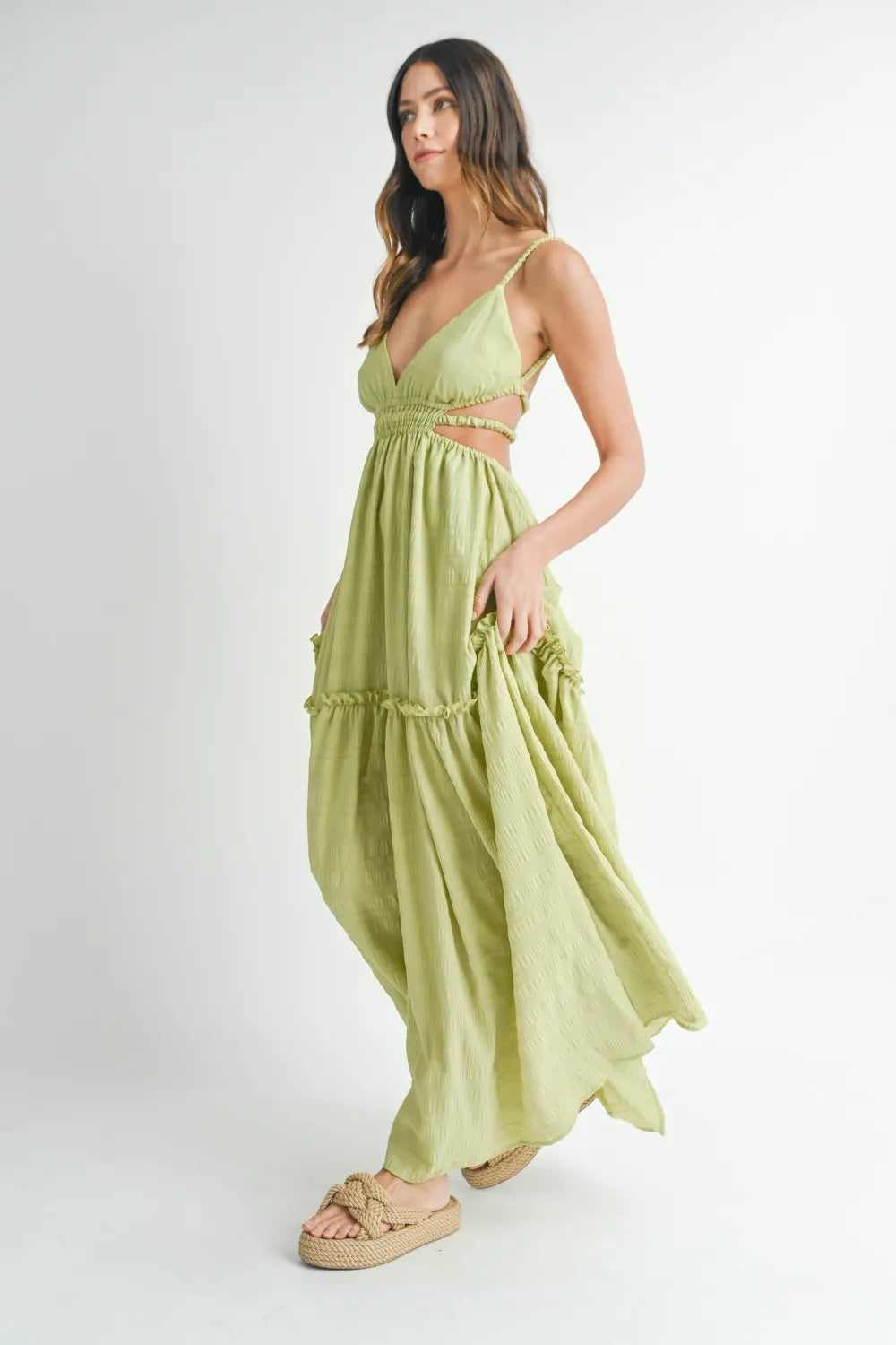 Image of MABLE Cutout Waist Backless Maxi Dress | Queeble.shop
