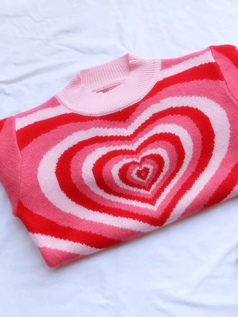 Image of Heart Mock Neck Long Sleeve Sweater | Queeble.shop
