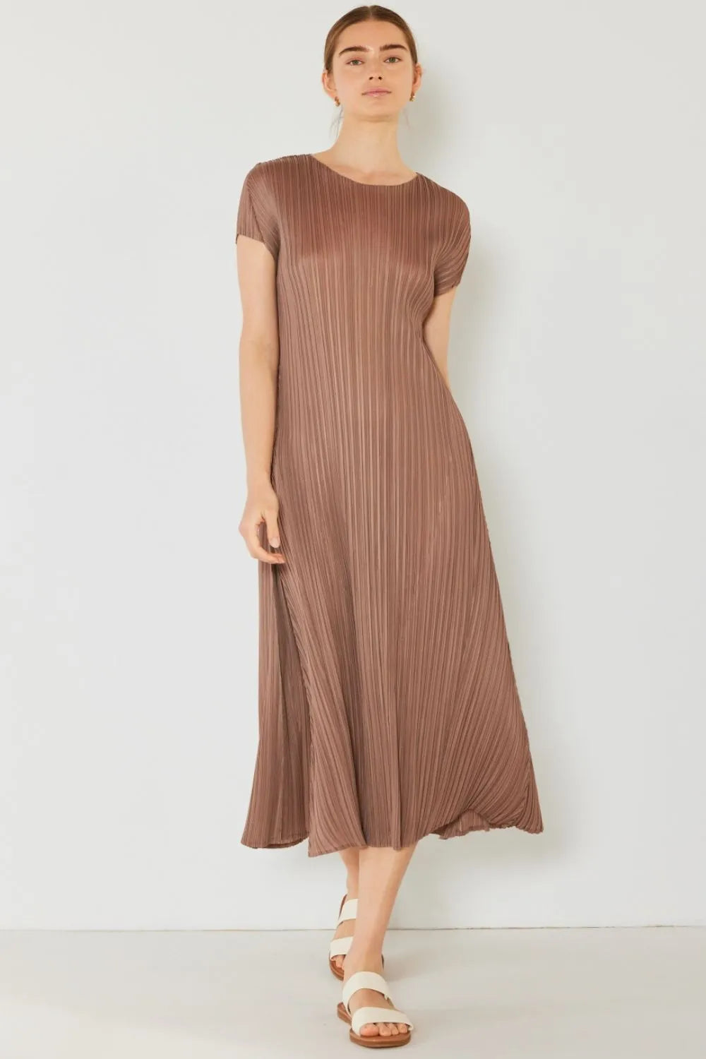 Image of Marina West Swim Pleated Cap Sleeve A-Line Dress | Queeble.shop