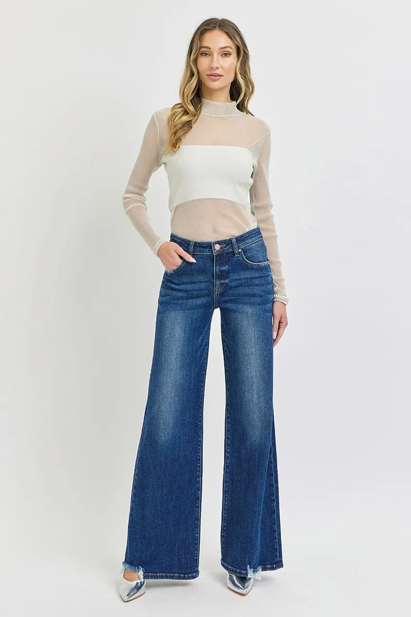 Image of RISEN Full Size Mid Rise Wide Jeans Plus Size | Queeble.shop