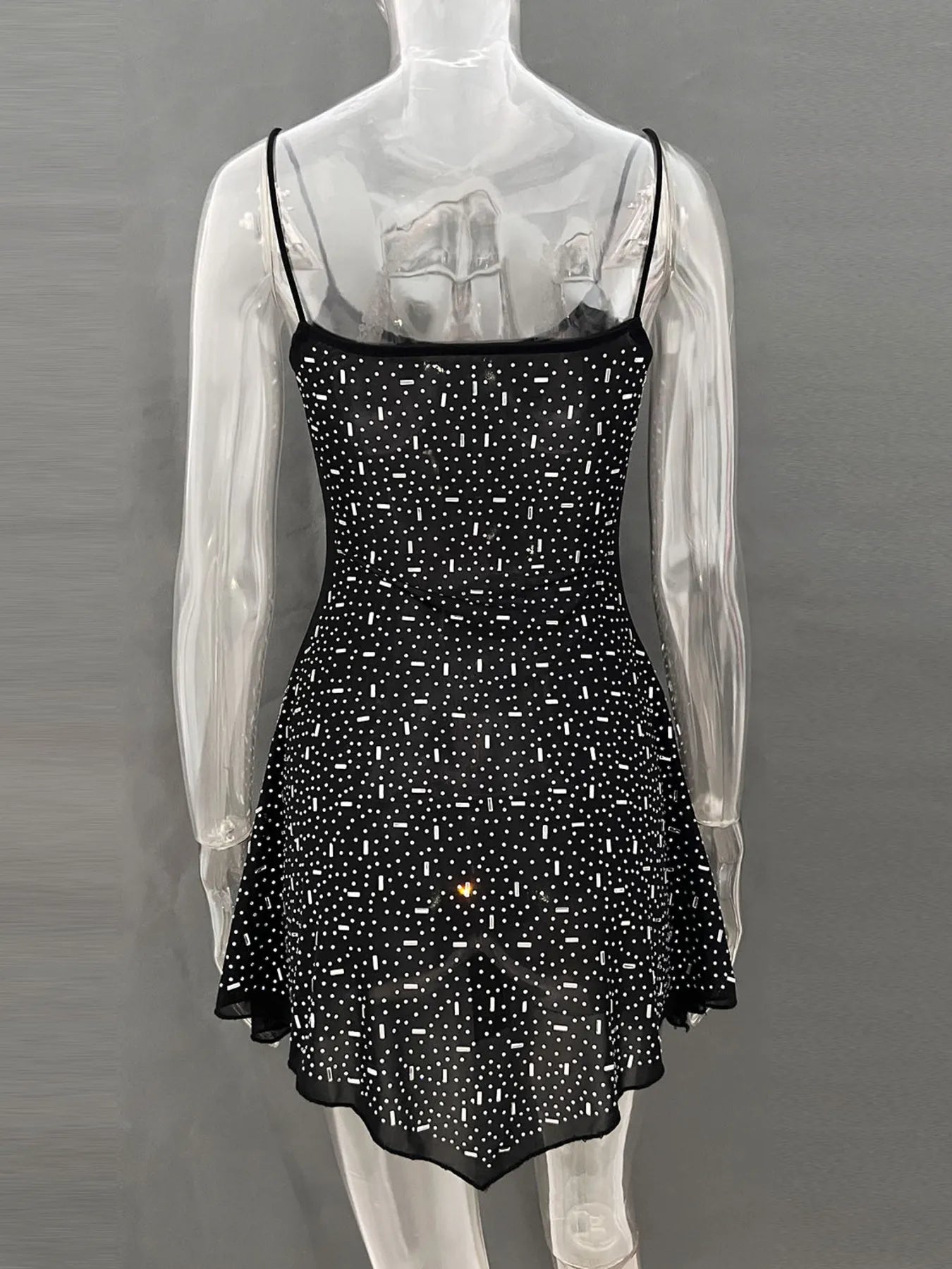 Image of Rhinestone Decor Mini Cami Dress | Queeble.shop