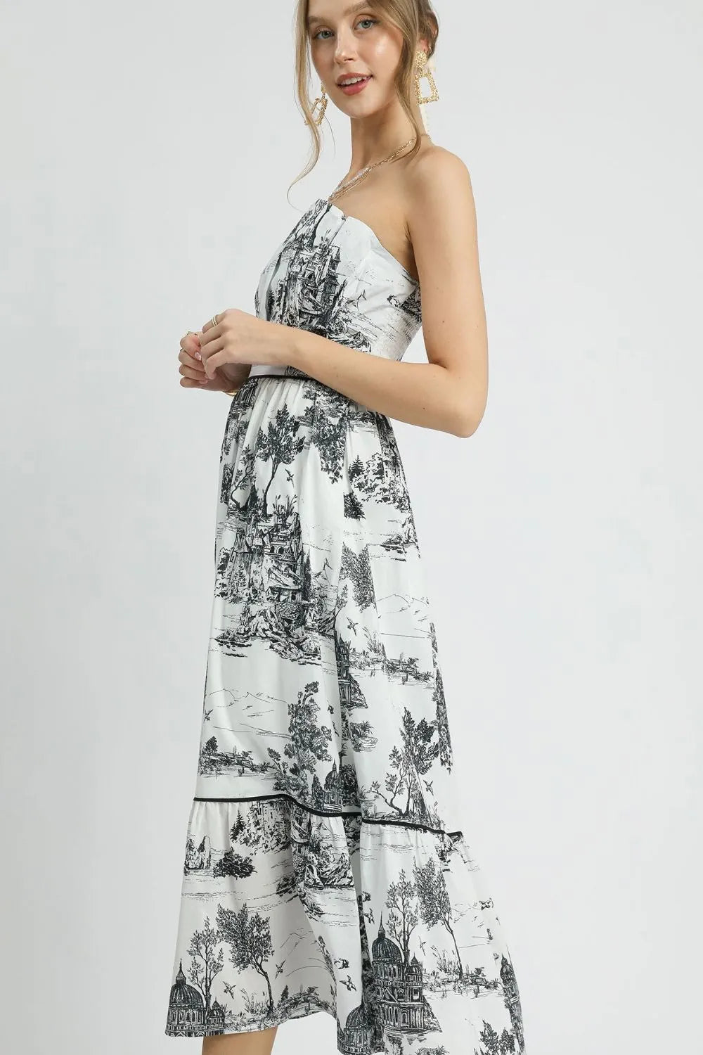 Image of Umgee Printed Tiered Tube Midi Dress | Queeble.shop