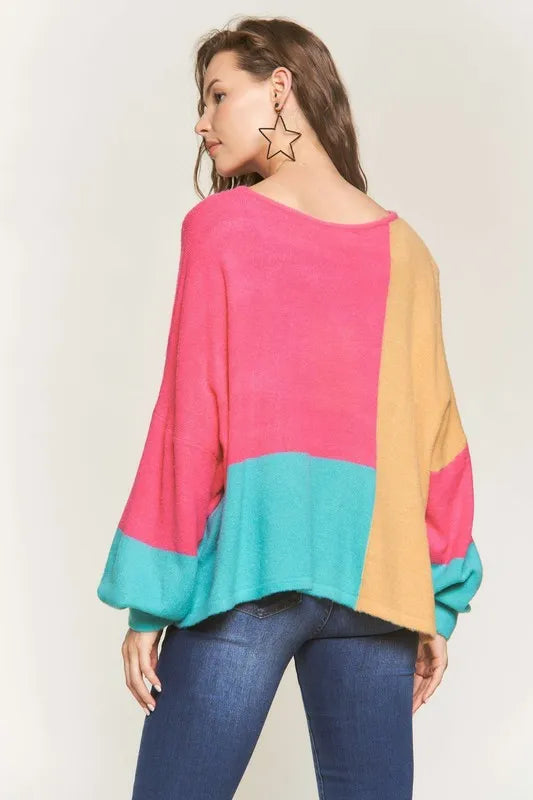Image of ADORA Loose Fit Colorblock Sweater | Queeble.shop
