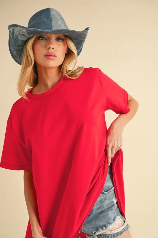 Image of Aemi+Co Round Neck Short Sleeve Oversized T-Shirt | Queeble.shop