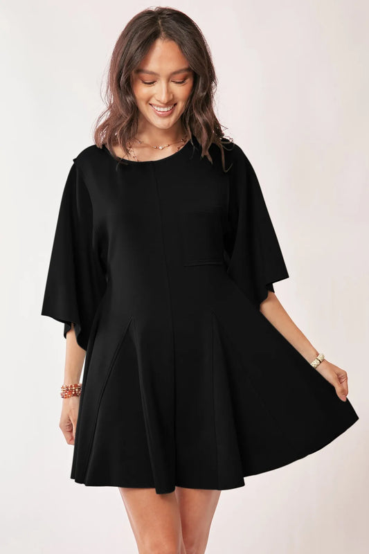 Image of Davi & Dani Solid Draped Sleeve Ties Back Skort Romper | Queeble.shop