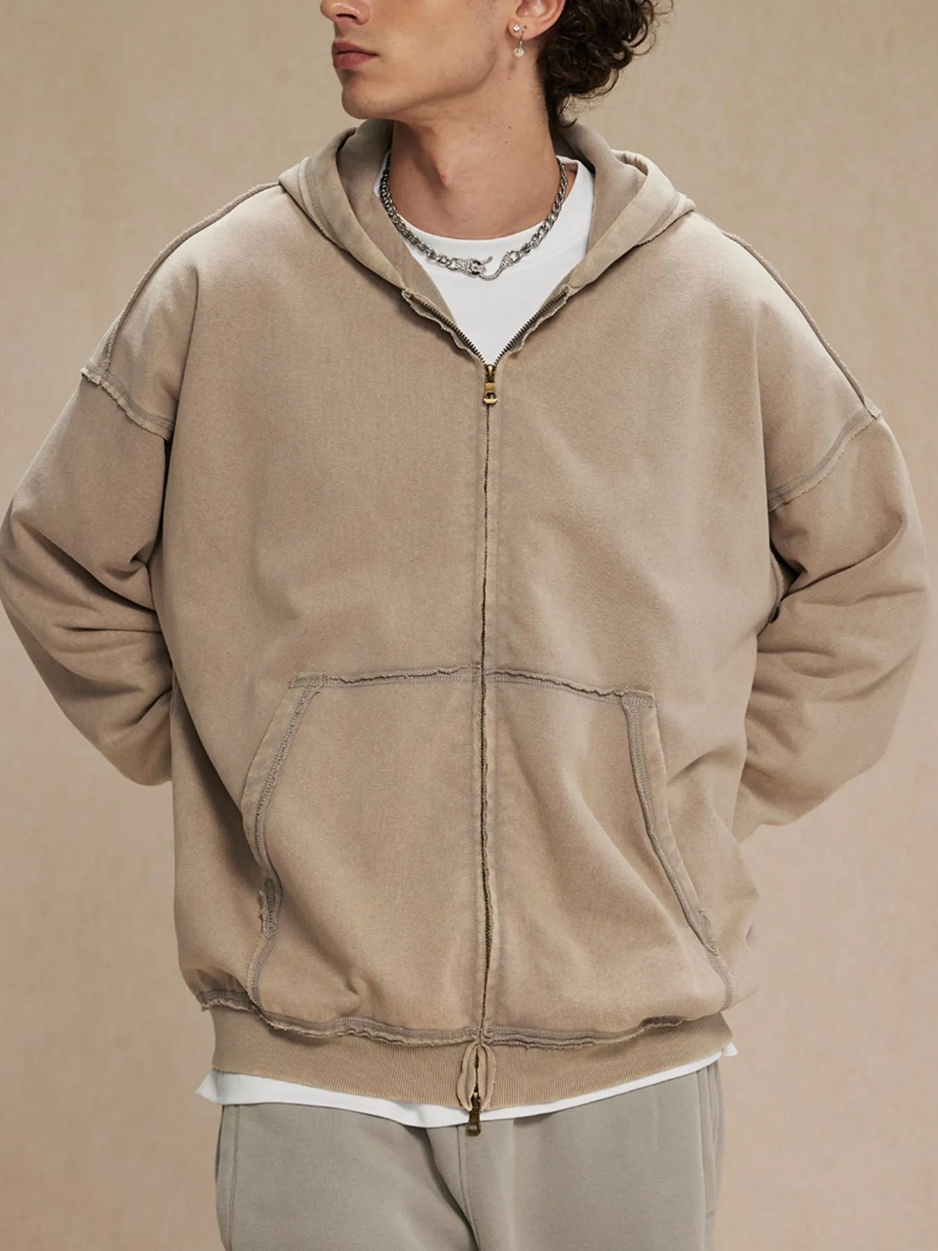 Image of Men's Zip Up Long Sleeve Hoodie | Queeble.shop